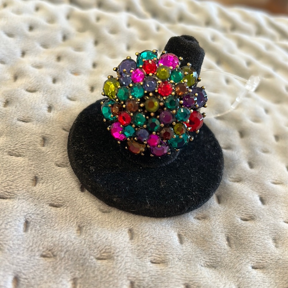 Jewel Tone Crystal Statement Ring-OSFM-Boutique